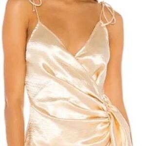Superdown Gold Satin Mini Dress